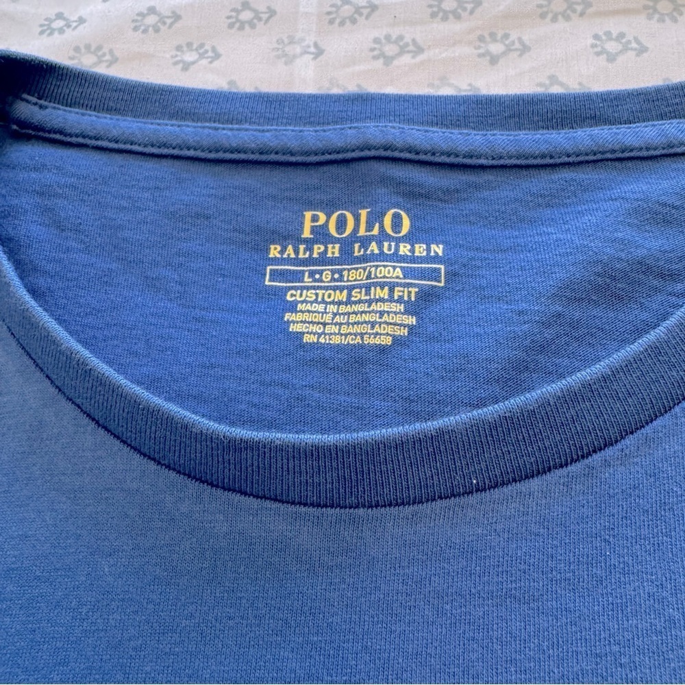 NWOT Polo by Ralph Lauren Men's Slim Fit Blue Large Tee - Picture 6 of 6